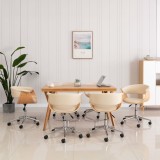 Cumpara ieftin Scaune de bucătărie pivotante, 6 buc., crem, piele ecologică