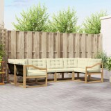 vidaXL Set Canapele Exterior Lemn Masiv Acacia Alb Crem Pernute Durabile Gradina Terasa 325cm