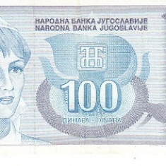 M1 - Bancnota foarte veche - Fosta Iugoslavia - 100 dinarI - 1992