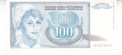 M1 - Bancnota foarte veche - Fosta Iugoslavia - 100 dinarI - 1992 foto