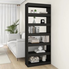 vidaXL Bibliotecă/Separator cameră, negru, 80x30x198 cm, PAL