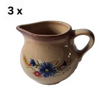 Set 3 latiere, 240 ml, Maro decorat cu flori si spic de grau