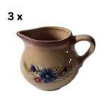 Set 3 latiere, 240 ml, Maro decorat cu flori si spic de grau