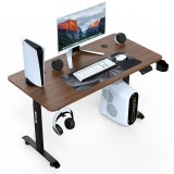 Birou Electric Reglabil pe Inaltime 120x60cm, Cadru Metalic, Suport Casti/Pahar, Maro. Birou PC Ergonomic