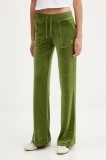 Juicy Couture pantaloni de trening din velur culoarea verde, uni, JCSEBJ001G