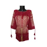 Cumpara ieftin Bluza Rosie cu Motiv Geometric Auriu - BMG105