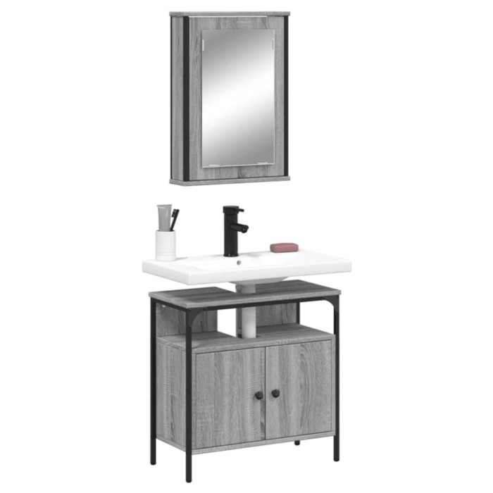 Gossi set mobilier de baie, 2 piese, gri sonoma, lemn prelucrat