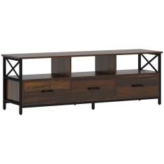 HOMCOM Dulap TV 65&quot; &icirc;n Stil Industrial cu 3 Sertare și 3 Rafturi Deschise, Dulap TV din Lemn, 147x40x50 cm, Negru | Aosom Romania