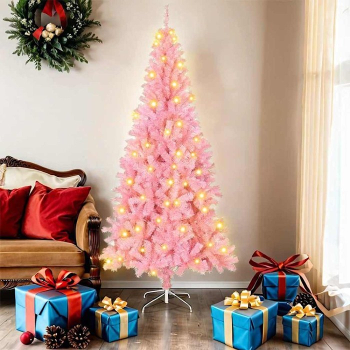 vidaXL Brazi artificiali de Crăciun cu suport Roz 180 cm PVC 3396425