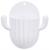 Cumpara ieftin Suport de baie autoadeziv pentru periute, plastic, 14.5 x 14 cm, alb