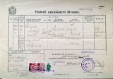 Ardealul de Nord 1941 2x timbru comunal Oradea 20 Lei cu supratipar maghiar 1 Pengo utilizate pe un document fiscal rar
