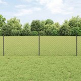 VidaXL Gard din plasă de lanț cu 22 st&acirc;lpi U Gri 0.6x25 m Oțel