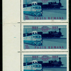 1969 LP712 The 100th Anniversary of the Romanian Rail MNH x5 Mi: RO 2803