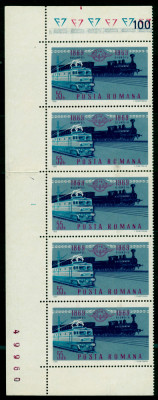 1969 LP712 The 100th Anniversary of the Romanian Rail MNH x5 Mi: RO 2803 foto