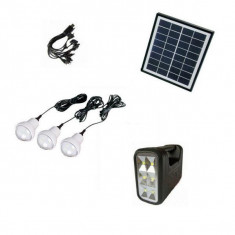 Kit cu Panou Solar, USB si Becuri LED, 6V 4Ah GD8017B foto