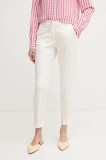 Sisley pantaloni femei, culoarea bej, mulata, medium waist, 4BYW55AH6