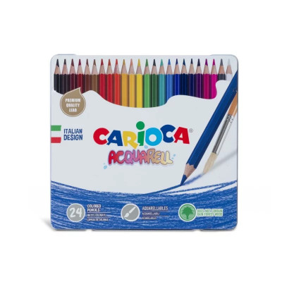 Creioane colorate CARIOCA Aquarell 24/set &amp;amp;icirc;n cutie metalică foto