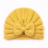 Caciulita galben mustar crosetata tip turban cu fundita (Marime Disponibila: