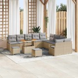 vidaXL Set de canapele pentru grădină cu pernă 13 pcs Bej, Gri deschis