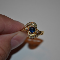 INEL AUR 18K + 16 Diamante = 0.30ct + Safir = 0.40ct - 4.2g. - Deosebit !