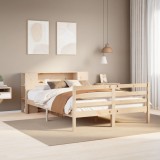 vidaXL Pat cu bibliotecă fără saltea, 160x200 cm, lemn masiv de pin