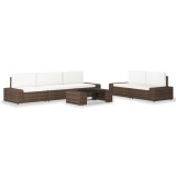 vidaXL Set mobilier de grădină, 6 piese, maro, poliratan
