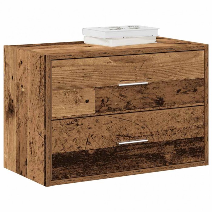vidaXL Dulap cu 2 sertare Lemn vechi 60x31x40 cm Lemn prelucrat 858835
