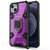 Husa Antisoc iPhone 13 cu Inel Rotativ 180 , Suport Stand, Protectie Camera 1.3 mm, Mov , Techsuit HNCB