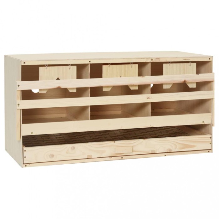 vidaXL Cuibar găini cu 3 compartimente, 72x33x38 cm, lemn masiv pin 170654