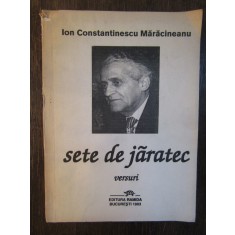 SETE DE JARATEC .VERSURI - ION CONSTANTINESCU MARACINEANU , DEDICATIE