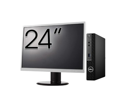 Pachet Calculator Second Hand DELL OptiPlex 3090 Mini PC, Intel Core i3-10105T 3.00 - 3.90GHz, 8GB DDR4, 256GB SSD + Monitor 24&amp;amp;quot; NewTechnology Me foto