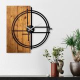 Ceas de perete, Wooden Clock 38, Lemn/metal, Dimensiune: 56 x 3 x 58 cm, Nuc deschis / Negru, Tanelorn