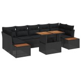 vidaXL Set de masă pentru grădină cu pernă 8 pcs Negru și Maro 3350045