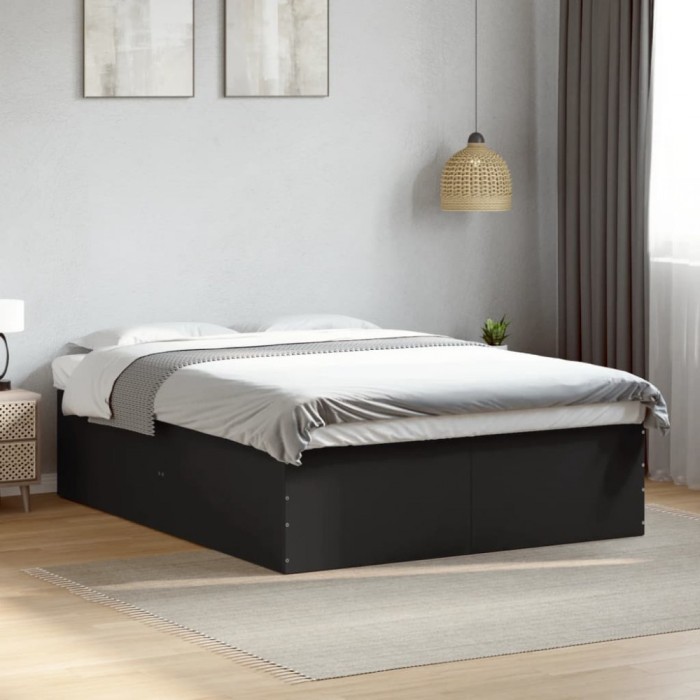 Gossi cadru de pat, negru, 150x200 cm, lemn prelucrat