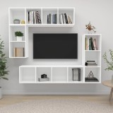 VidaXL Set dulap TV, 4 piese, alb, lemn prelucrat