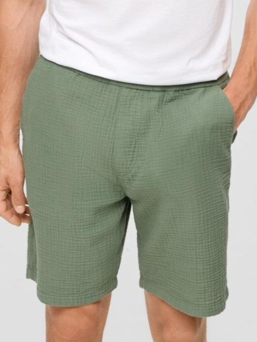 s.Oliver Pantaloni scurti barbati, din bumbac, Regular fit, Verde, L