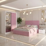 Dormitor Adela Roz cu Dressing Tapitat Livrare &icirc;n toată țara