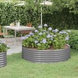 Jardinieră grădină gri 140x140x36 cm oțel vopsit electrostatic