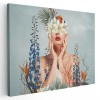 Tablou femeie cu crini pe ochi flori 1993 Tablou canvas pe panza CU RAMA 80x120 cm