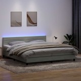 Cumpara ieftin Pat box spring cu saltea, gri deschis, 200x210 cm, catifea
