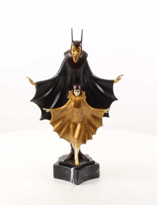 Satanela -statueta din bronz pictat pe un soclu din marmura EX-2 foto