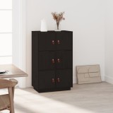 vidaXL Dulap &icirc;nalt, negru, 67x40x108,5 cm, lemn masiv de pin