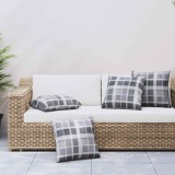 vidaXL Perne pentru exterior 4 pcs Gri &icirc;n carouri 40 x 40 cm Țesătură 377754