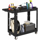 HOMCOM Cărucior de atelier servetă atelier cu 2 nivele cu m&acirc;ner lateral pentru garaj, depozit, unelte de bricolaj, negru | Aosom Romania