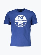 Tricou barbati cu imprimeu cu logo si croiala Regular fit albastru, M foto