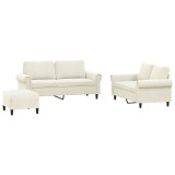 Cumpara ieftin Set de canapele cu perne, 3 piese, crem, catifea