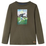 Tricou pentru copii cu m&acirc;neci lungi, kaki, 104, vidaXL