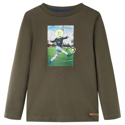 Tricou pentru copii cu m&amp;acirc;neci lungi, kaki, 104 12735 foto