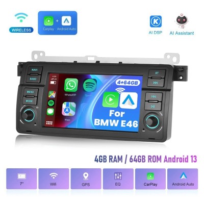 Navigatie Auto BMW E46, Android 13, CarPlay, 4GB RAM, 64GB ROM, Octa Core, DSP, USB, Wi-Fi, Bluetooth 7 inch foto