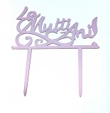 Topper Tort La Multi Ani! Roz Oglinda, Decoratiune Aniversare, 16x14cm, Plastic